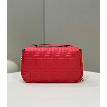 Fendi Baguette Chain Midi Bag In Red Nappa Leather