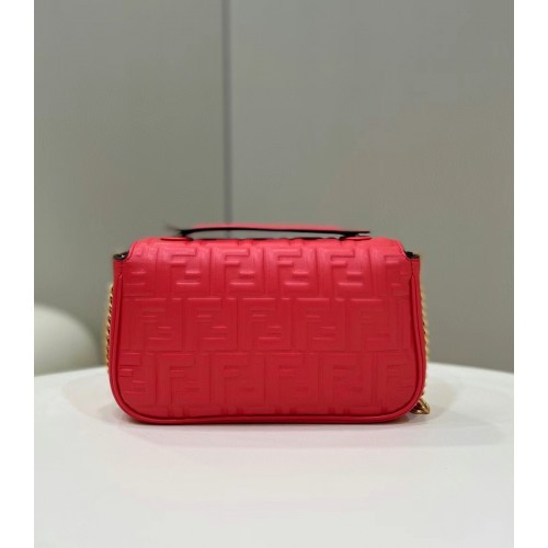 Fendi Baguette Chain Midi Bag In Red Nappa Leather