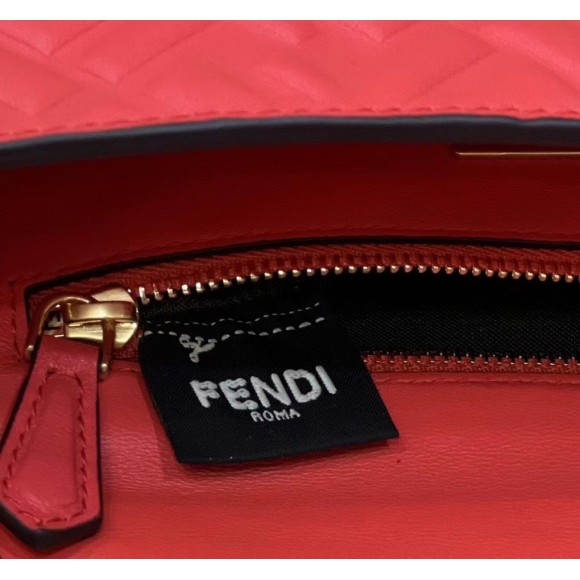 F**di baguette chain midi bag in red nappa leather