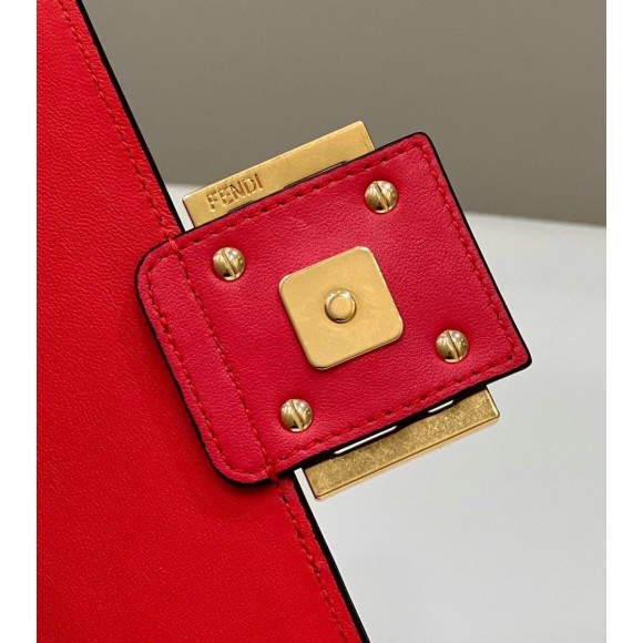 F**di baguette chain midi bag in red nappa leather