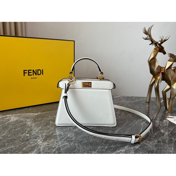 F**di peekaboo iseeu petite bag in white nappa leather