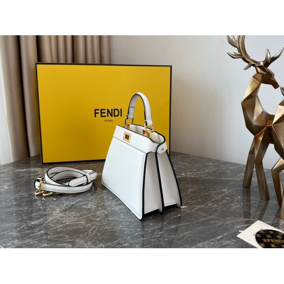 F**di peekaboo iseeu petite bag in white nappa leather