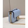 Fendi Baguette Chain Midi Bag In Blue Nappa Leather