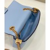 Fendi Baguette Chain Midi Bag In Blue Nappa Leather