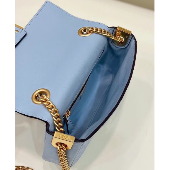 F**di baguette chain midi bag in blue nappa leather