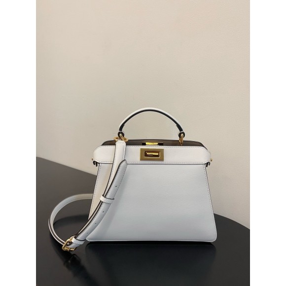 F**di peekaboo iseeu medium bag in white calfskin