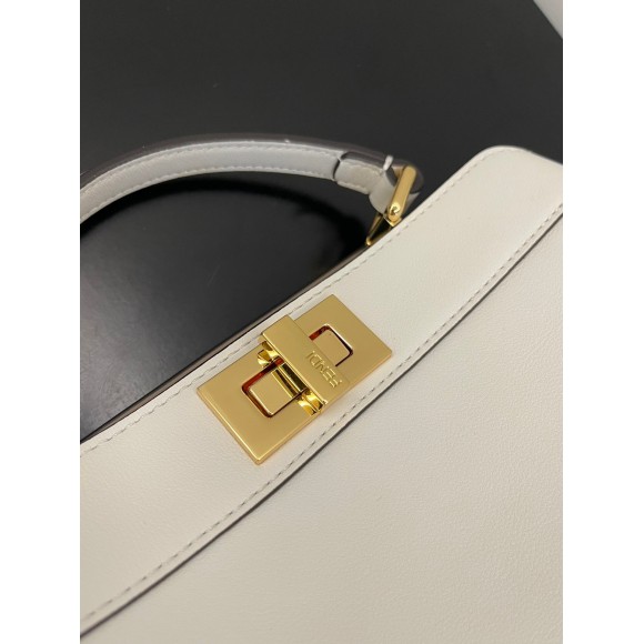 F**di peekaboo iseeu medium bag in white calfskin