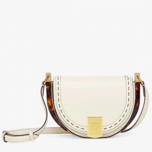 Fendi Moonlight Saddle Bag In White Calfskin Fendi Moonlight Saddle Bag In White Calfskin