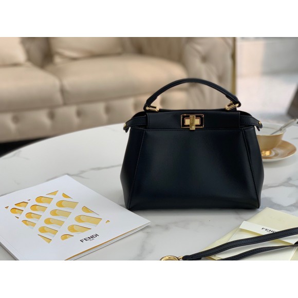 F**di peekaboo mini bag in black nappa leather