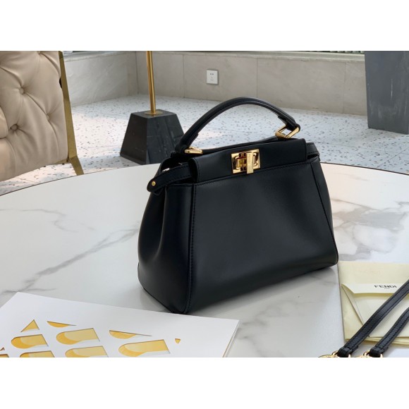 F**di peekaboo mini bag in black nappa leather