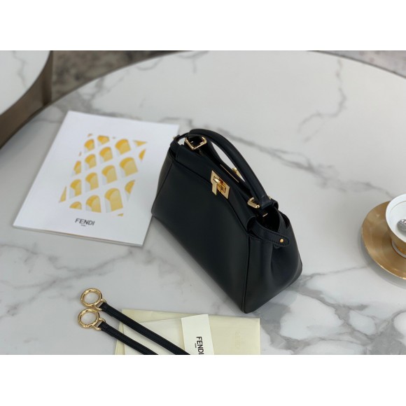 F**di peekaboo mini bag in black nappa leather