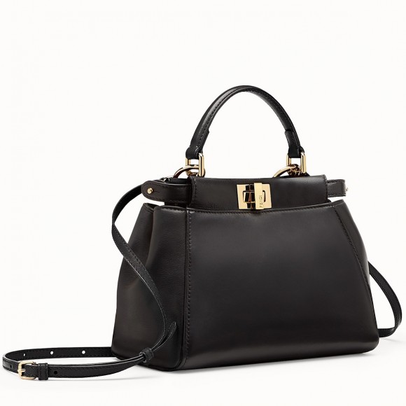 F**di peekaboo mini bag in black nappa leather