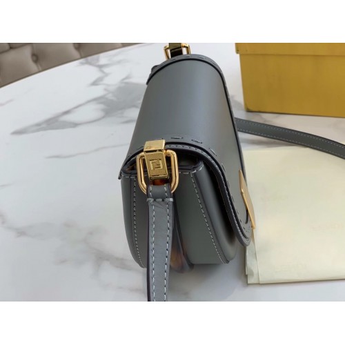 Fendi Moonlight Saddle Bag In Grey Calfskin