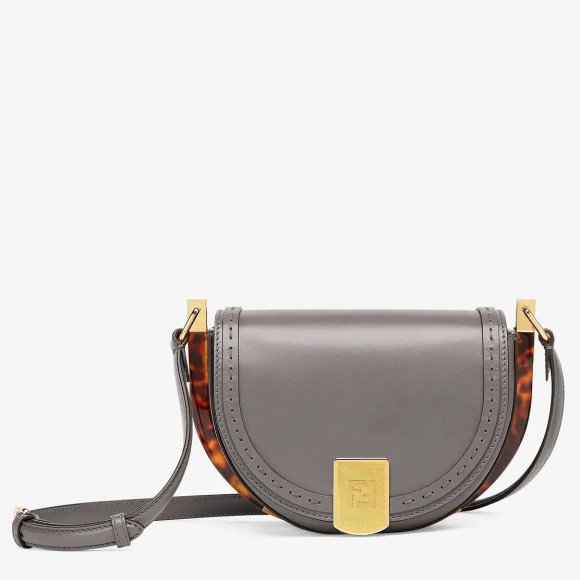 F**di moonlight saddle bag in grey calfskin