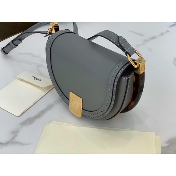 F**di moonlight saddle bag in grey calfskin