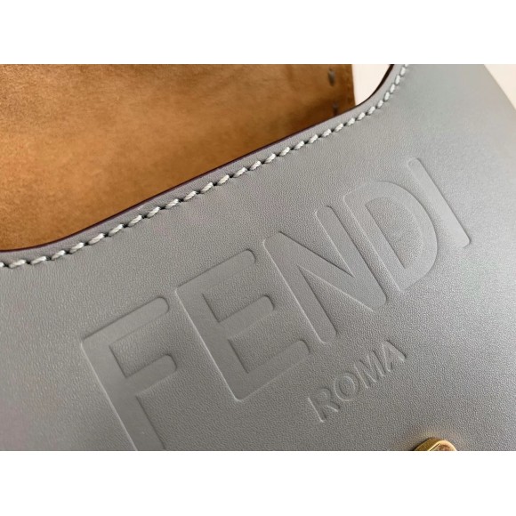 F**di moonlight saddle bag in grey calfskin