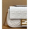 Fendi Baguette Chain Midi Bag In White Nappa Leather