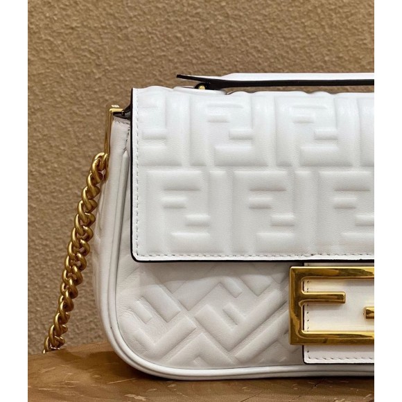 F**di baguette chain midi bag in white nappa leather