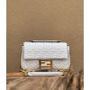 Fendi Baguette Chain Midi Bag In White Nappa Leather