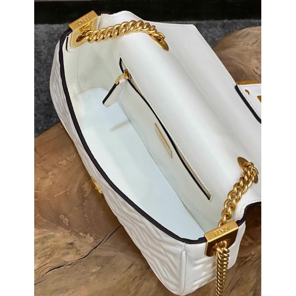 F**di baguette chain midi bag in white nappa leather