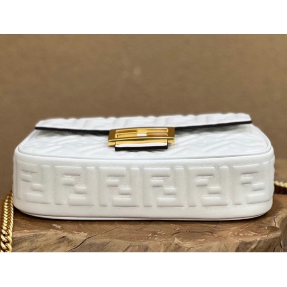 F**di baguette chain midi bag in white nappa leather