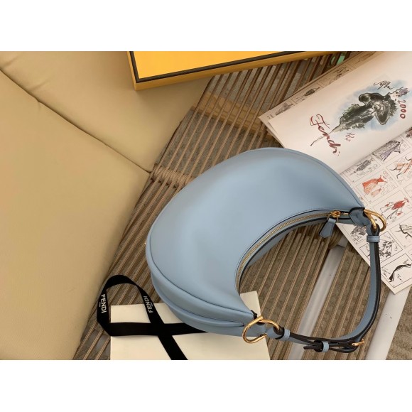 F**di F**digraphy small hobo bag in light blue leather