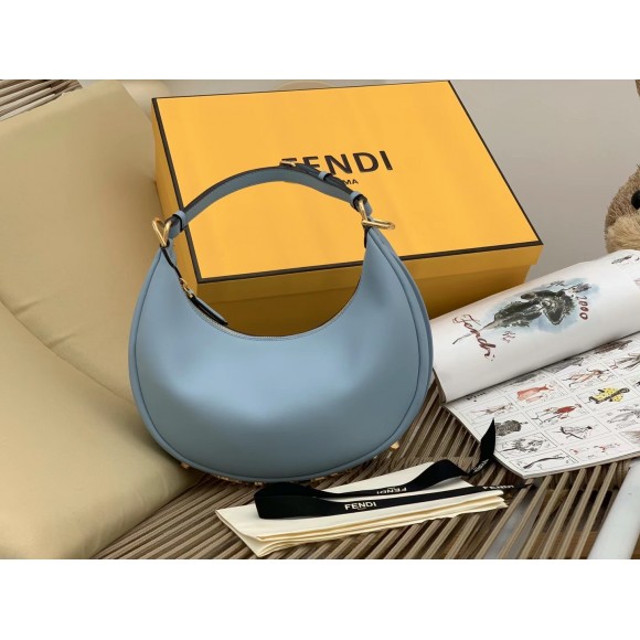 F**di F**digraphy small hobo bag in light blue leather