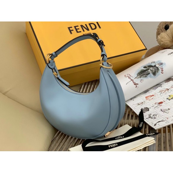 F**di F**digraphy small hobo bag in light blue leather