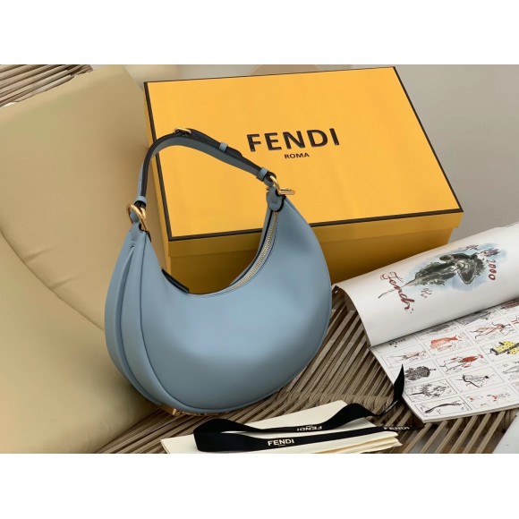 F**di F**digraphy small hobo bag in light blue leather