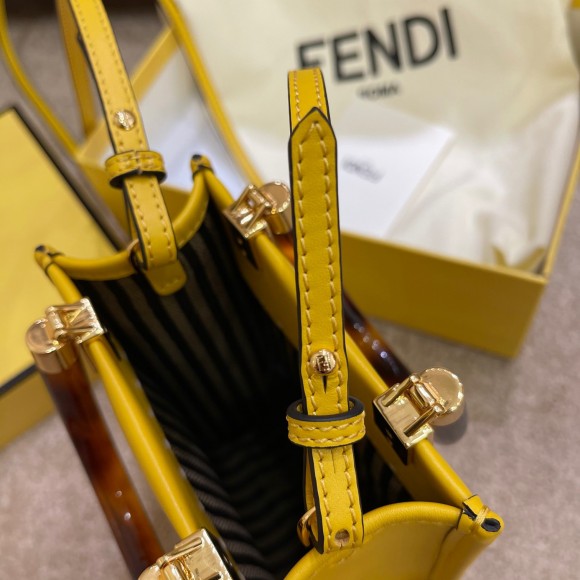 F**di mini sunshine shopper bag in yellow leather