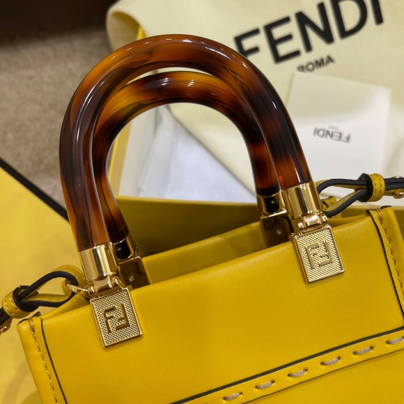 F**di mini sunshine shopper bag in yellow leather