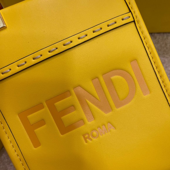 F**di mini sunshine shopper bag in yellow leather