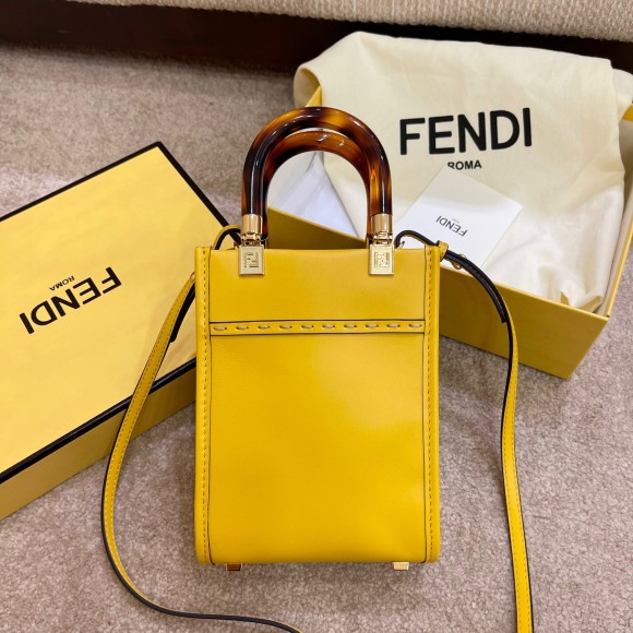 F**di mini sunshine shopper bag in yellow leather