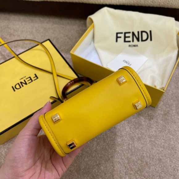 F**di mini sunshine shopper bag in yellow leather