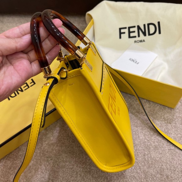 F**di mini sunshine shopper bag in yellow leather