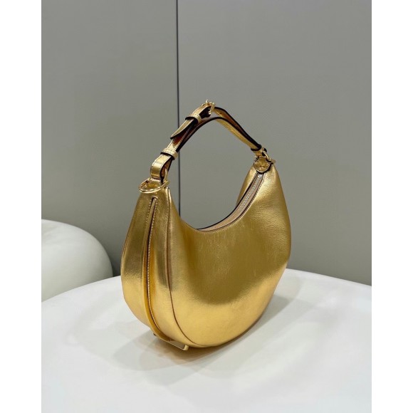 F**di F**digraphy small hobo bag in gold metallic leather