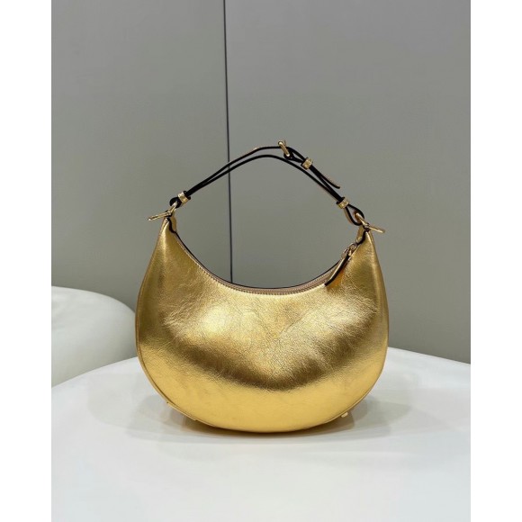 F**di F**digraphy small hobo bag in gold metallic leather