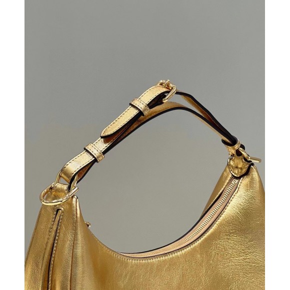 F**di F**digraphy small hobo bag in gold metallic leather