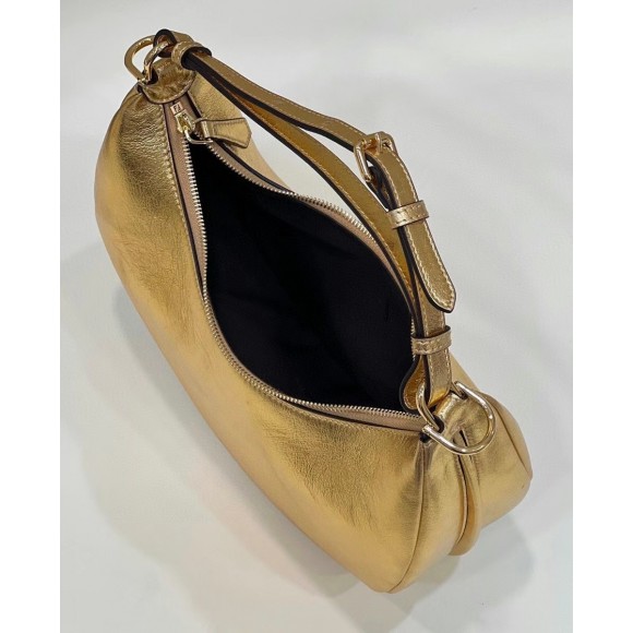 F**di F**digraphy small hobo bag in gold metallic leather