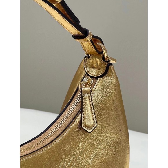 F**di F**digraphy small hobo bag in gold metallic leather