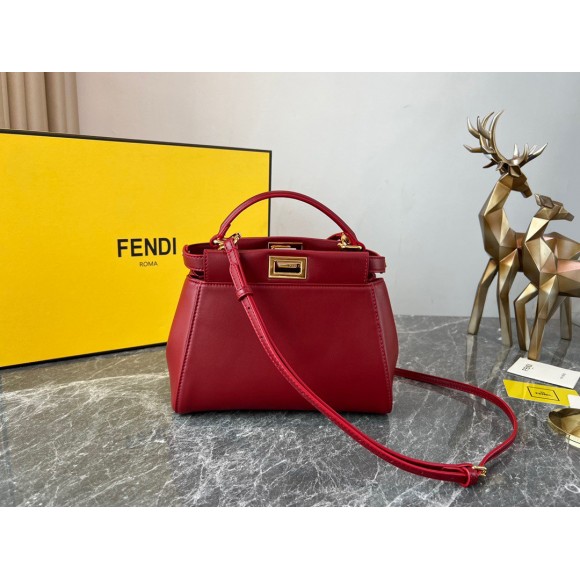 F**di peekaboo mini bag in red nappa leather