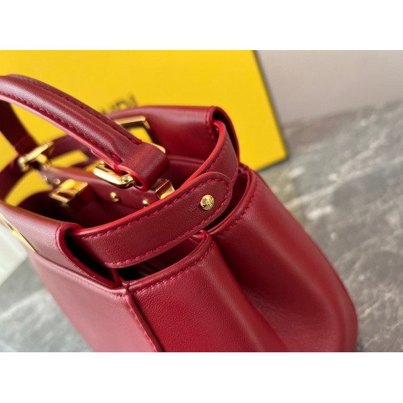 F**di peekaboo mini bag in red nappa leather