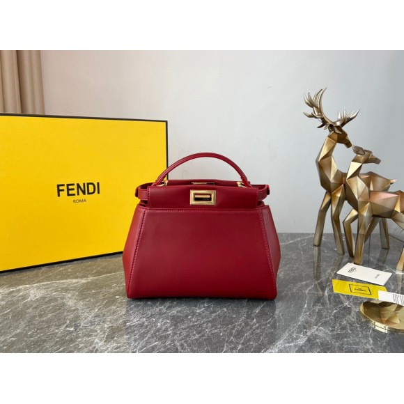 F**di peekaboo mini bag in red nappa leather