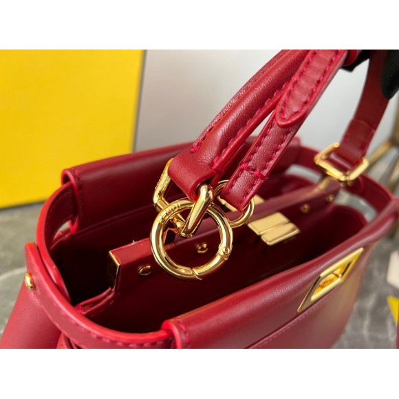 F**di peekaboo mini bag in red nappa leather