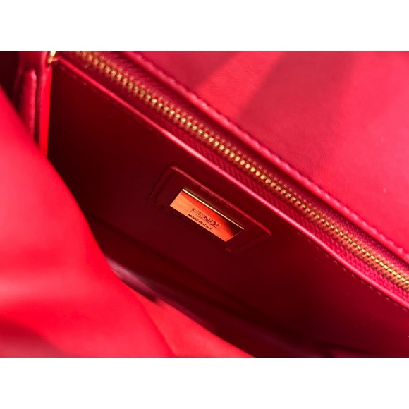 F**di peekaboo mini bag in red nappa leather