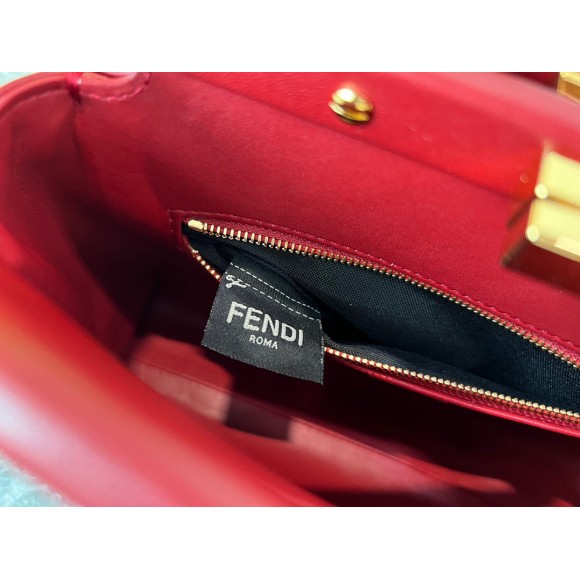 F**di peekaboo mini bag in red nappa leather