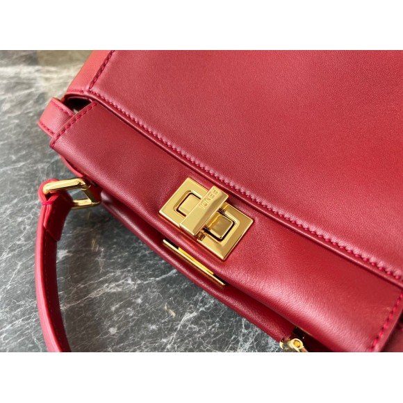 F**di peekaboo mini bag in red nappa leather