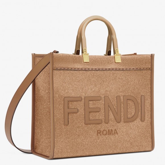 F**di sunshine medium tote bag in brown flannel