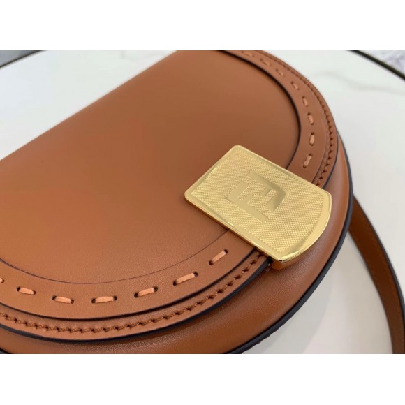 F**di moonlight saddle bag in brown calfskin