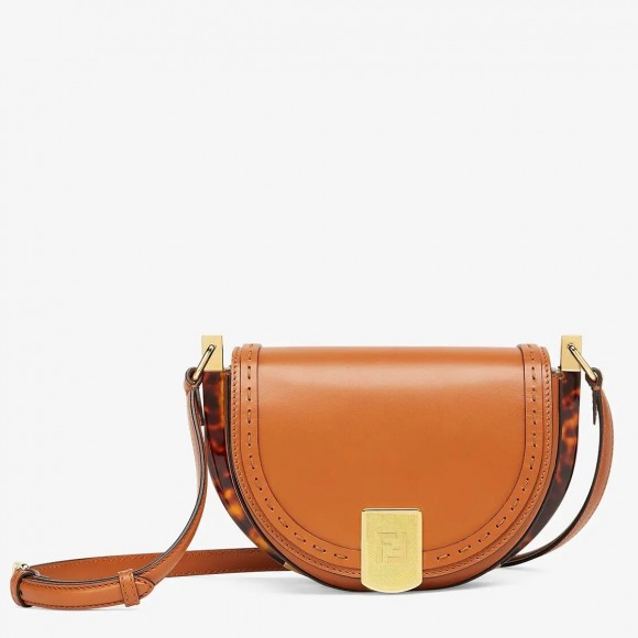 F**di moonlight saddle bag in brown calfskin